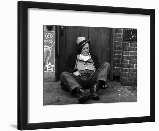 Alcoholic Vagrant Sleeping in a Doorway-null-Framed Photographic Print