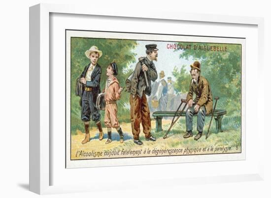 Alcoholism Inevitably Leads to Physical Degeneration and Paralysis-null-Framed Giclee Print