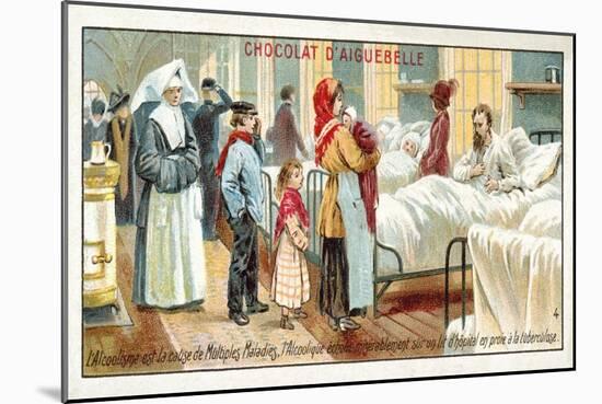 Alcoholism Is the Cause of Multiple Illnesses. an Alcohloic in a Hospital Bed Suffering the Miserie-null-Mounted Giclee Print