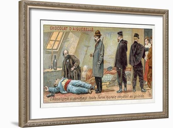 Alcoholism Suppresses All Moral Strength and Leads to Suicide-null-Framed Giclee Print