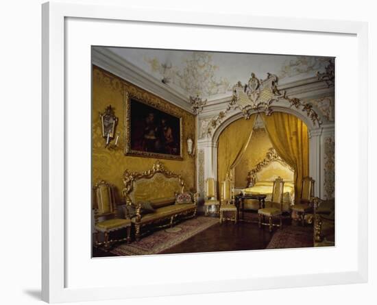 Alcove Room, with Carved and Gilded Furniture, Tapestries in Yellow Gros De Tours Damask-null-Framed Giclee Print