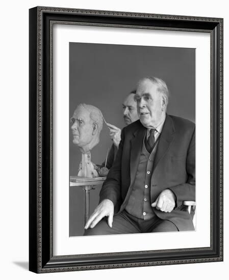 Alderman M Crichton Posing for a Sculpture, Swinton, South Yorkshire, April 1959-Michael Walters-Framed Photographic Print