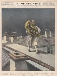 At Hettstadt Germany Joseph Furst a Member of the Municipal Band Marches Playing His Horn-Aldo Molinari-Art Print