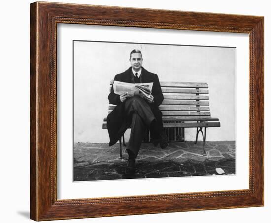 Aldo Moro Sitting on a Bench-Sergio del Grande-Framed Giclee Print