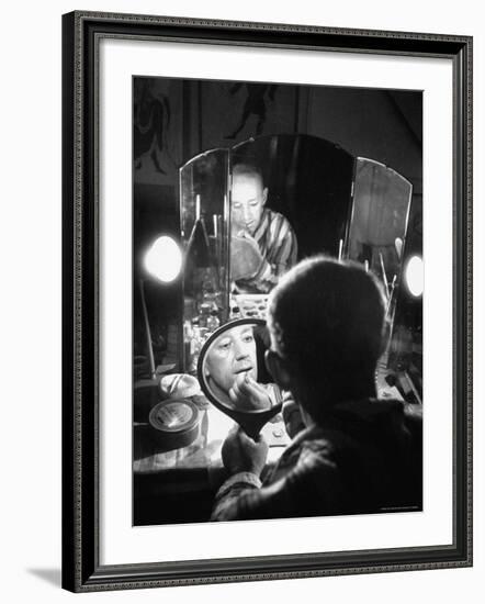 Alec Guiness Putting on His Make Up in Dressing Room at the Stratford Shakespeare Festival-Peter Stackpole-Framed Premium Photographic Print