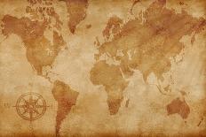 Computer Generated Old Map Of The World-alehnia-Stretched Canvas