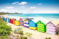 Beautiful Bathing Houses on White Sandy Beach at Brighton Beach in Melbourne, Australia.-Aleksandar Todorovic-Photographic Print