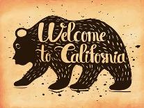 Vintage Handlettering the Poster California Usa. the Silhouette of a Wild Bear with Text. Vector Il-Alena Dubinets-Art Print