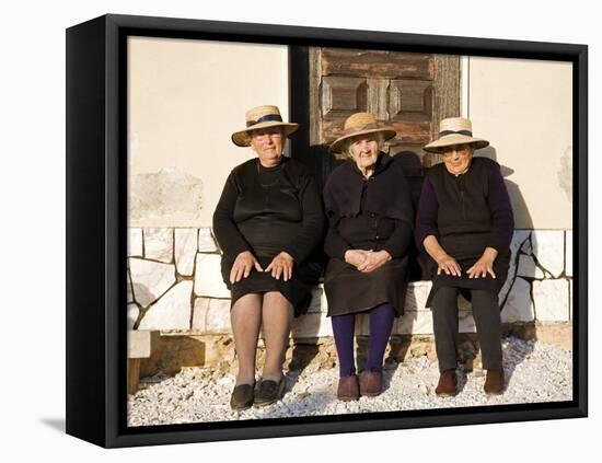 Alentejo, Estremoz, Three Elderly Portuguese Ladies Near in Alentejo Region, Portugal-Camilla Watson-Framed Premier Image Canvas