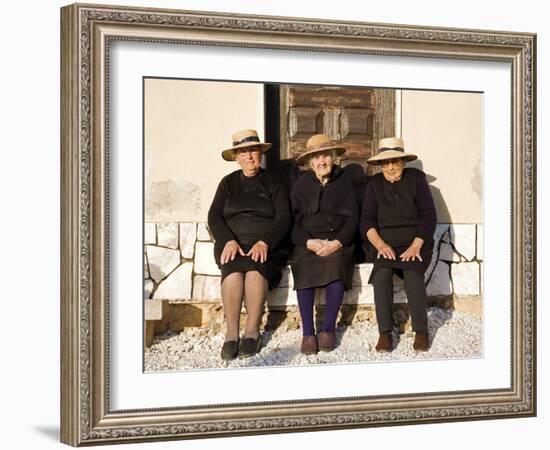 Alentejo, Estremoz, Three Elderly Portuguese Ladies Near in Alentejo Region, Portugal-Camilla Watson-Framed Photographic Print