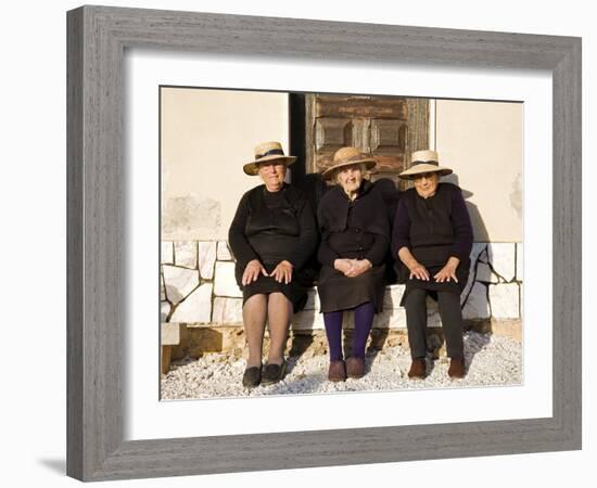 Alentejo, Estremoz, Three Elderly Portuguese Ladies Near in Alentejo Region, Portugal-Camilla Watson-Framed Photographic Print
