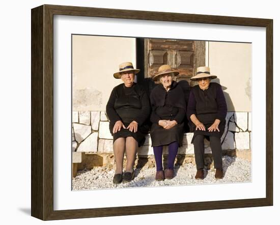 Alentejo, Estremoz, Three Elderly Portuguese Ladies Near in Alentejo Region, Portugal-Camilla Watson-Framed Photographic Print