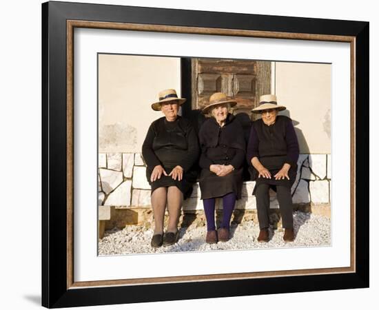 Alentejo, Estremoz, Three Elderly Portuguese Ladies Near in Alentejo Region, Portugal-Camilla Watson-Framed Photographic Print