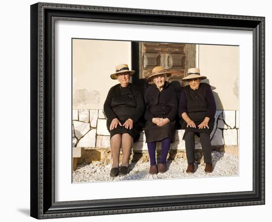 Alentejo, Estremoz, Three Elderly Portuguese Ladies Near in Alentejo Region, Portugal-Camilla Watson-Framed Photographic Print