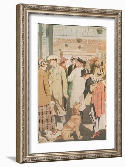 Alert Dog in Train Station-null-Framed Art Print