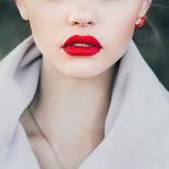 Face of a Beautiful Girl with Red Lips-Aleshyn_Andrei-Photographic Print