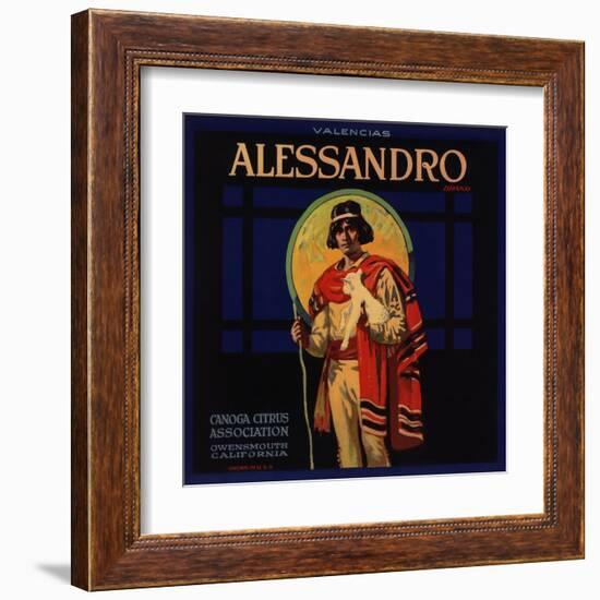 Alessandro Brand - Owensmouth, California - Citrus Crate Label-Lantern Press-Framed Art Print