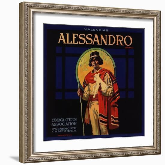 Alessandro Brand - Owensmouth, California - Citrus Crate Label-Lantern Press-Framed Art Print