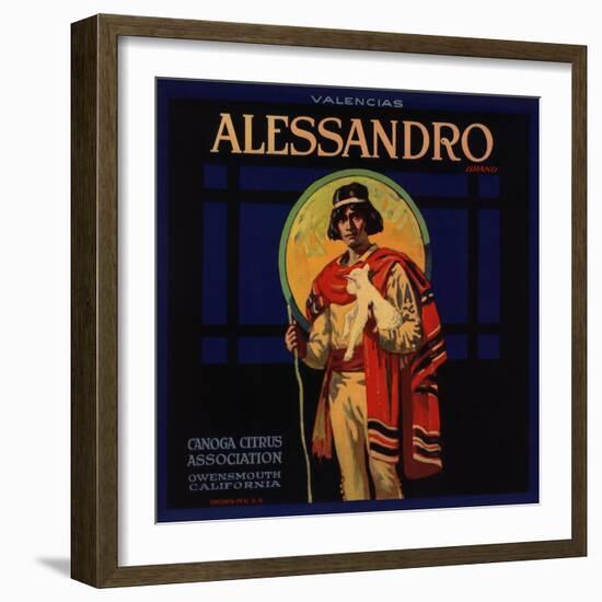 Alessandro Brand - Owensmouth, California - Citrus Crate Label-Lantern Press-Framed Art Print