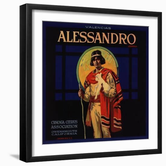 Alessandro Brand - Owensmouth, California - Citrus Crate Label-Lantern Press-Framed Art Print