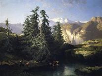 View of Lanterbrunnen Valley, in Canton of Bern, 1849-Alessandro Calame-Giclee Print