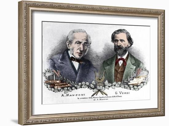 Alessandro Manzoni and Giuseppe Verdi on the occasion of the Messa da Requiem-Italian School-Framed Giclee Print