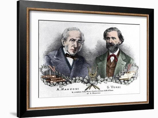 Alessandro Manzoni and Giuseppe Verdi on the occasion of the Messa da Requiem-Italian School-Framed Giclee Print