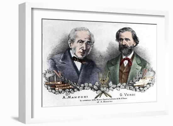 Alessandro Manzoni and Giuseppe Verdi on the occasion of the Messa da Requiem-Italian School-Framed Giclee Print