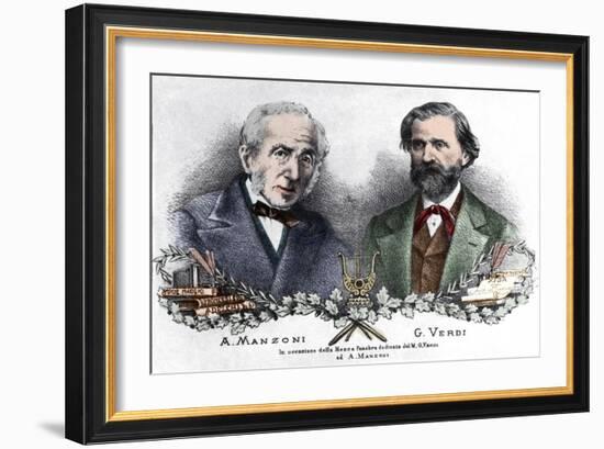 Alessandro Manzoni and Giuseppe Verdi on the occasion of the Messa da Requiem-Italian School-Framed Giclee Print