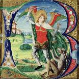 Historiated Initial 'B' Depicting St. Michael and the Dragon, 1499-1511 (Vellum)-Alessandro Pampurino-Framed Giclee Print