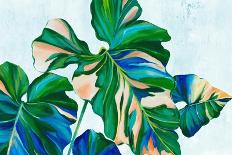 Blue Tropical Leaves I-Alex Black-Stretched Canvas