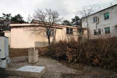 Courtyard near the Old Soviet Buildings in Late Autumn-alexabelov-Photographic Print