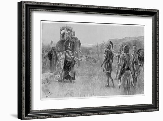 Alexander Accepts the Surrender of Porus King of the Pauravas-Andre Castaigne-Framed Photographic Print