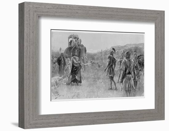 Alexander Accepts the Surrender of Porus King of the Pauravas-Andre Castaigne-Framed Photographic Print