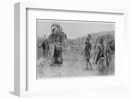 Alexander Accepts the Surrender of Porus King of the Pauravas-Andre Castaigne-Framed Photographic Print