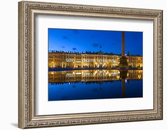 Alexander Column and the Hermitage, Winter Palace, Palace Square, St. Petersburg, Russia-Gavin Hellier-Framed Photographic Print