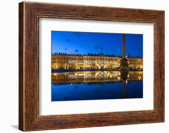 Alexander Column and the Hermitage, Winter Palace, Palace Square, St. Petersburg, Russia-Gavin Hellier-Framed Photographic Print