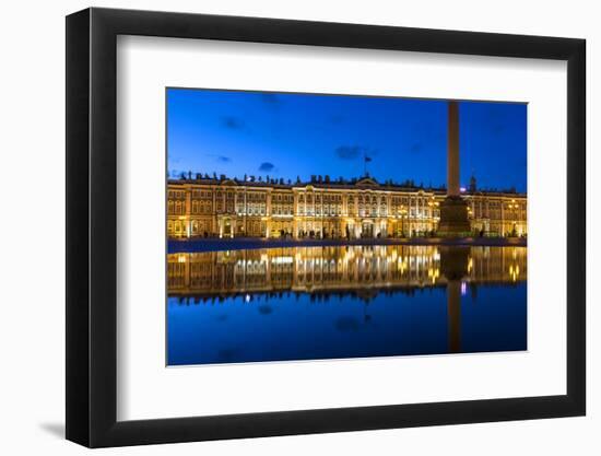 Alexander Column and the Hermitage, Winter Palace, Palace Square, St. Petersburg, Russia-Gavin Hellier-Framed Photographic Print