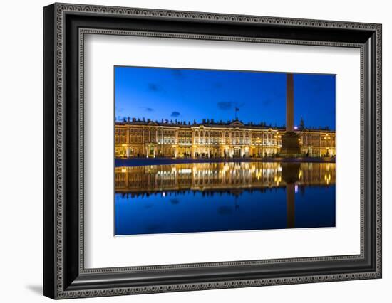 Alexander Column and the Hermitage, Winter Palace, Palace Square, St. Petersburg, Russia-Gavin Hellier-Framed Photographic Print