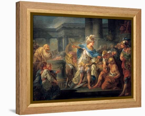 Alexander Cuts the Gordian Knot, Late 18th/Early 19th Century-Jean Simon Berthelemy-Framed Premier Image Canvas