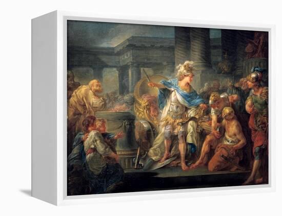 Alexander Cuts the Gordian Knot, Late 18th/Early 19th Century-Jean Simon Berthelemy-Framed Premier Image Canvas