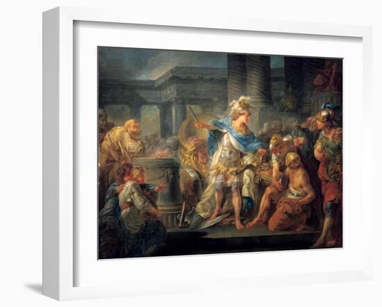 Alexander Cuts the Gordian Knot, Late 18th/Early 19th Century-Jean Simon Berthelemy-Framed Giclee Print