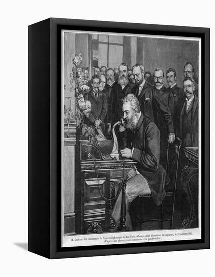 Alexander Graham Bell American Inventor and Educator Inaugurates the New York- Chicago Telephone-null-Framed Premier Image Canvas