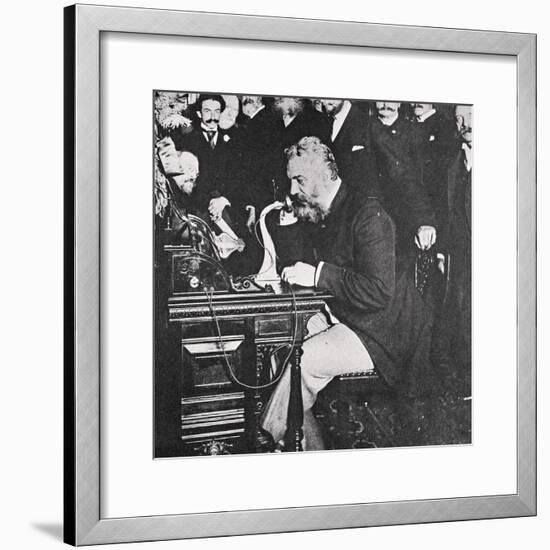 Alexander Graham Bell makes the first telephone call between New York and Chicago, USA, 1892-Unknown-Framed Photographic Print