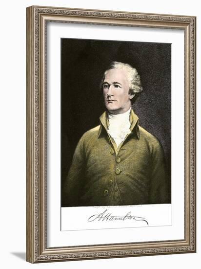 Alexander Hamilton, with His Autograph-null-Framed Giclee Print