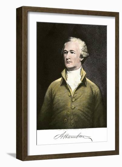 Alexander Hamilton, with His Autograph-null-Framed Giclee Print