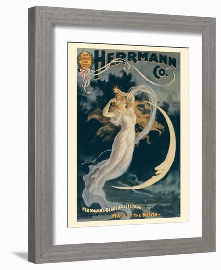 Alexander Herrmann’s Beautiful Illusion - Maid of the Moon, Vintage Magic Poster, 1898-Pacifica Island Art-Framed Art Print