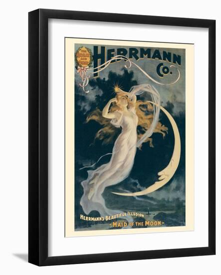 Alexander Herrmann’s Beautiful Illusion - Maid of the Moon, Vintage Magic Poster, 1898-Pacifica Island Art-Framed Art Print