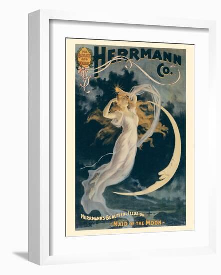 Alexander Herrmann’s Beautiful Illusion - Maid of the Moon, Vintage Magic Poster, 1898-Pacifica Island Art-Framed Art Print