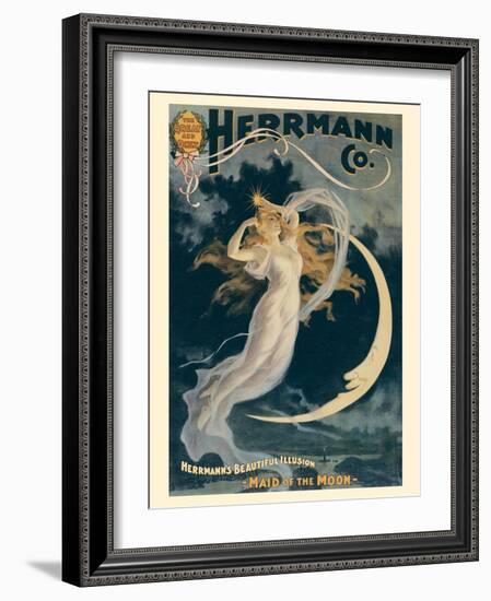 Alexander Herrmann’s Beautiful Illusion - Maid of the Moon, Vintage Magic Poster, 1898-Pacifica Island Art-Framed Art Print